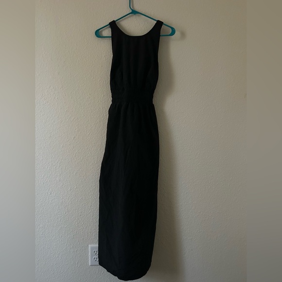 Black Maxi Dress Size M Sleeveless Casual Summer Dress With Pockets Minimalist - Picture 9 of 9